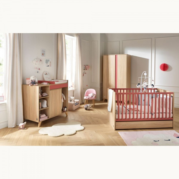 Armoire chambre bébé 2 portes nova rose canyon Sauthon meubles