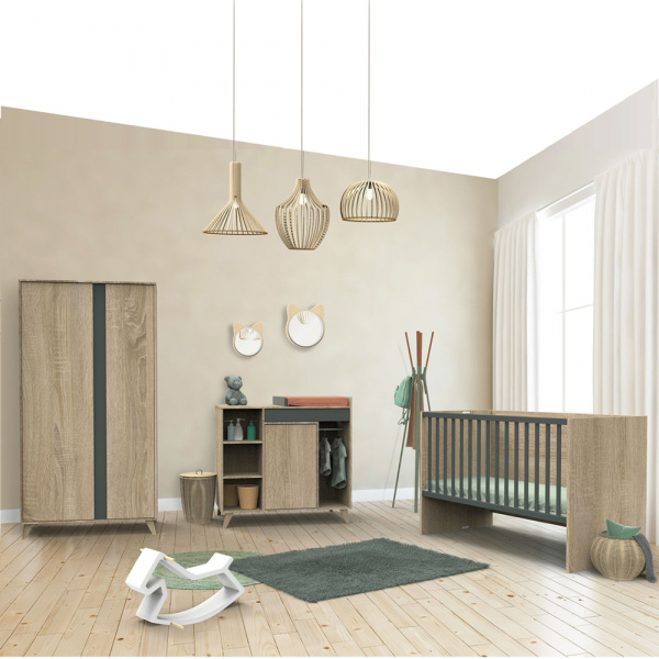 Armoire chambre bébé 2 portes nova gris volcan Sauthon meubles