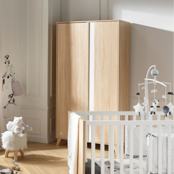 Armoire chambre bébé 2 portes nova blanc lin Sauthon meubles