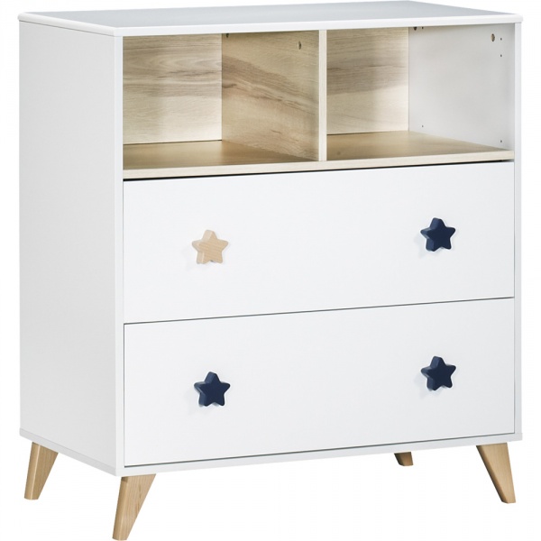 Chambre bébé trio lit + commode + armoire oslo bouton étoile + plan à langer offert Sauthon meubles