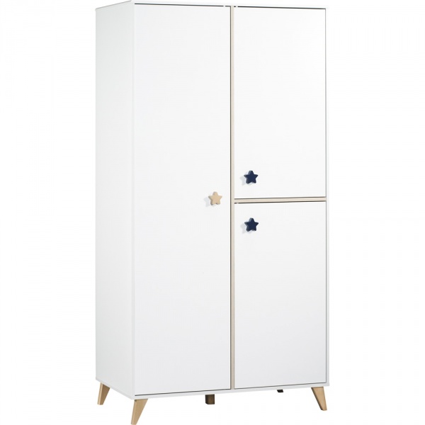 Chambre bébé trio lit + commode + armoire oslo bouton étoile + plan à langer offert Sauthon meubles