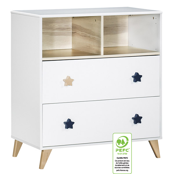 Commode bébé oslo boutons étoile Sauthon meubles