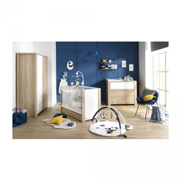 Commode bébé 3 tiroirs antonin version bois et blanc Sauthon meubles