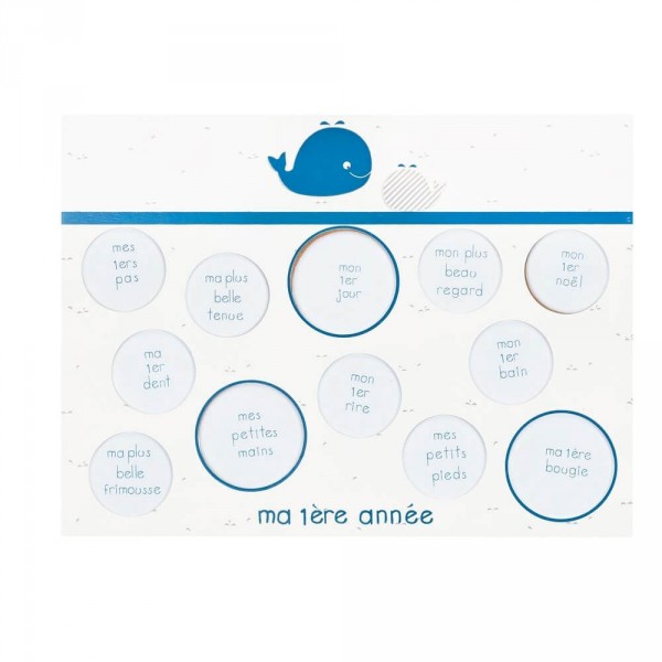 Pêle-mêle photo ma première année blue baleine Sauthon baby deco