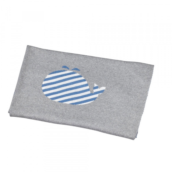 Couverture bébé en maille 80x100cm blue baleine Sauthon baby deco