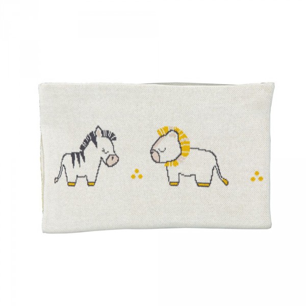 Couverture bébé en maille 80x100cm pluche et pompon Sauthon baby deco