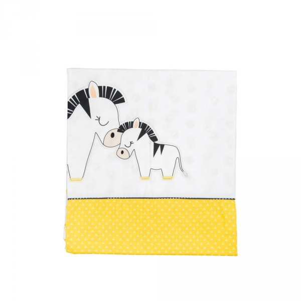 Housse de couette + taie d'oreiller pluche et pompon Sauthon baby deco