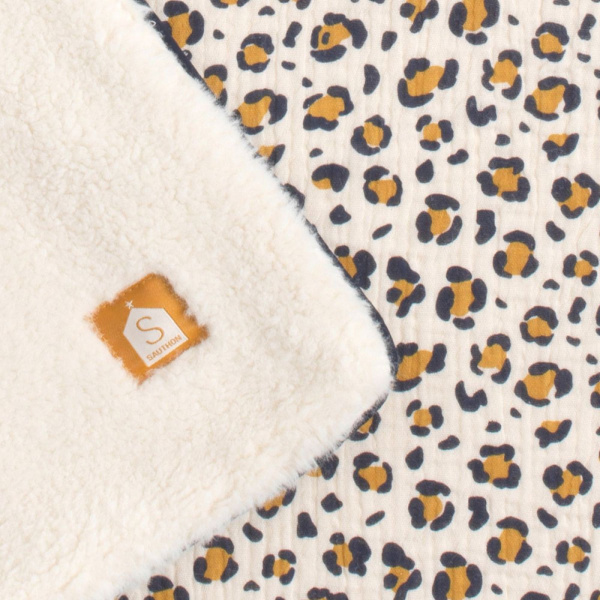 Couverture bébé 75 x 100 cm léopard foncé Sauthon baby deco