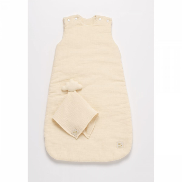 Gigoteuse 0-6 mois avec doudou mouchoir uni vanilla Sauthon baby deco