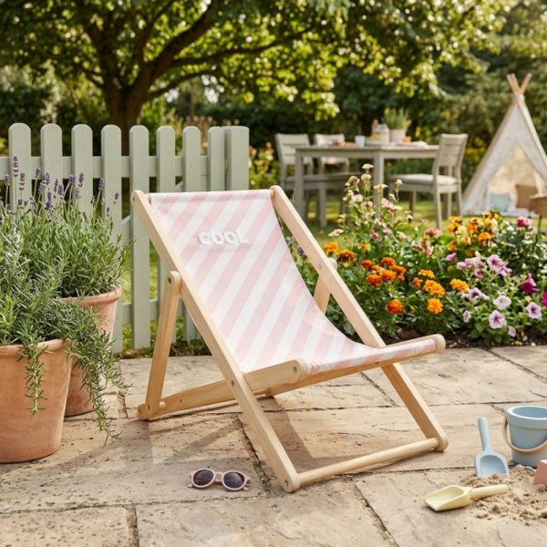 Transat de plage rose Sauthon baby deco
