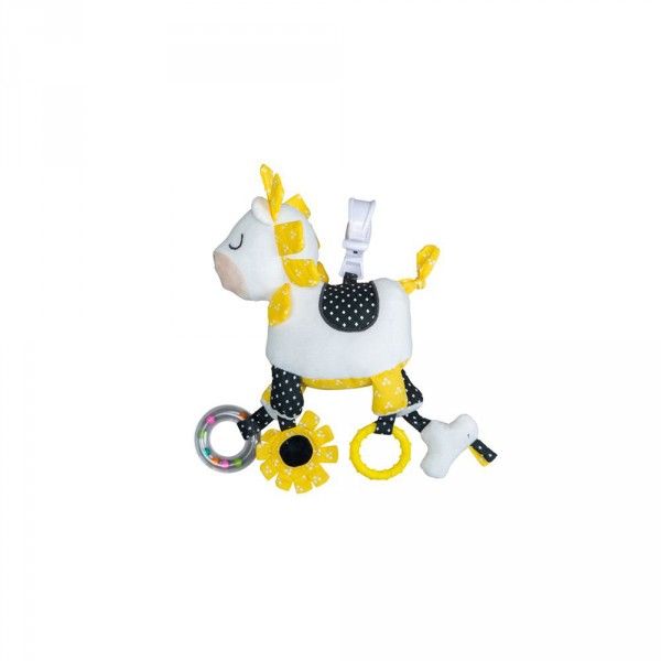 Jouet de voyage bébé pluche et pompon Sauthon baby deco