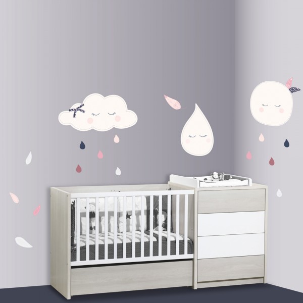 Stickers chambre bébé xxl lune miss fleur de lune Sauthon baby deco
