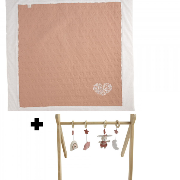 Tapis de parc et arche d'éveil avec jouets petit coeur Sauthon baby deco
