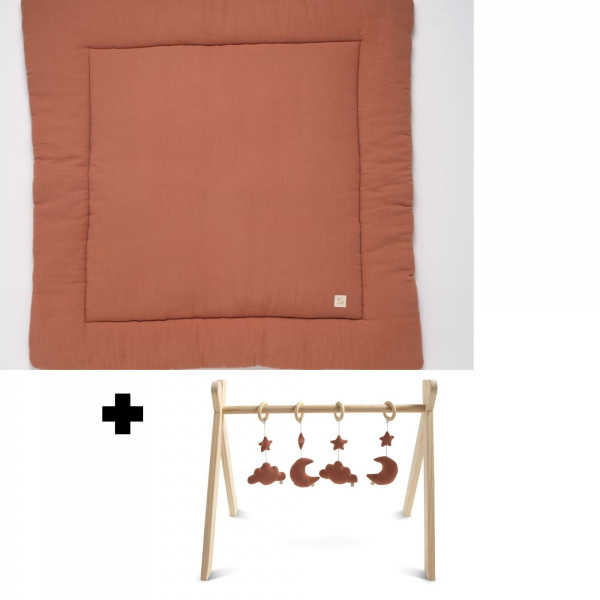 Tapis de parc et arche d'éveil avec jouets uni terracotta Sauthon baby deco