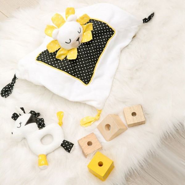 Doudou mouchoir pluche et pompon Sauthon baby deco