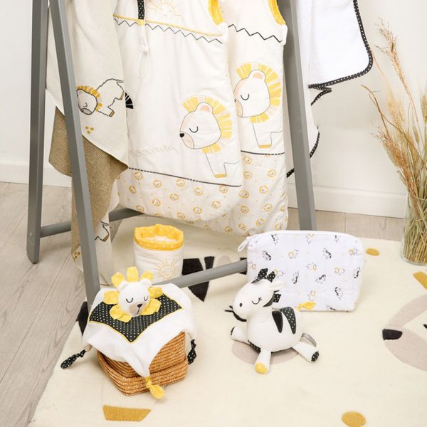 Doudou pluche et pompon Sauthon baby deco