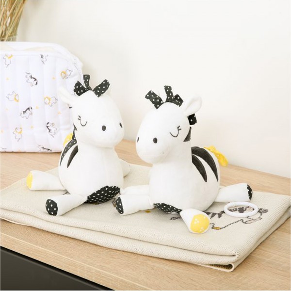 Doudou pluche et pompon Sauthon baby deco