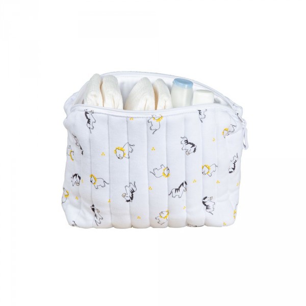 Trousse de toilette bébé pluche et pompon Sauthon baby deco