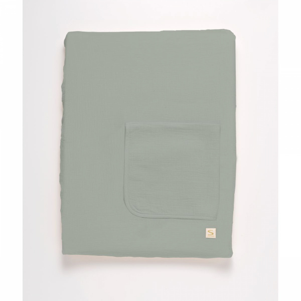 Matelas à langer avec housse et serviette uni sauge Sauthon baby deco
