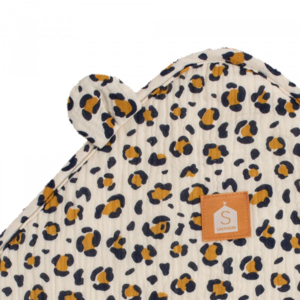 Cape de bain et gant de toilette leopard Sauthon baby deco