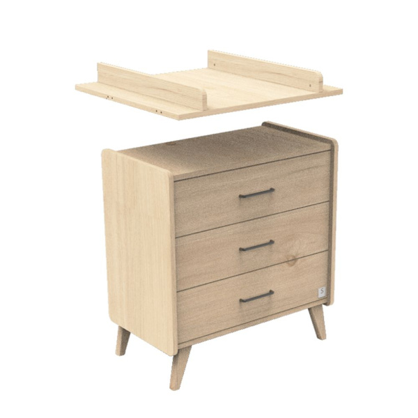 Commode 3 tiroirs arty avec plan à langer amovible Sauthon meubles