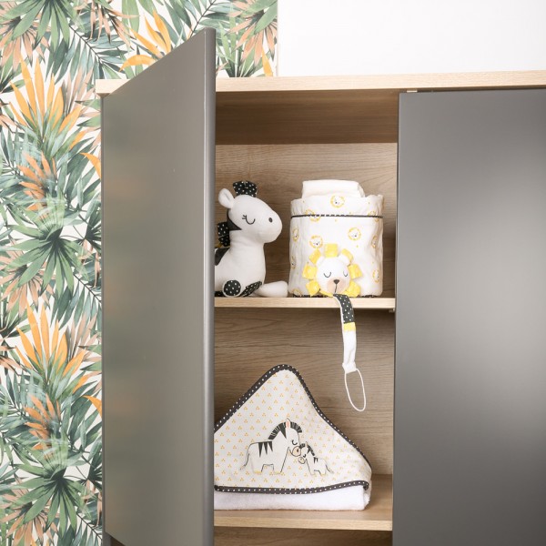 Sortie de bain avec gant pluche et pompon Sauthon baby deco