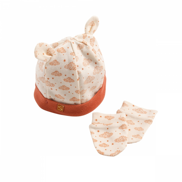 Bonnet et moufles naissance orsino Sauthon baby deco