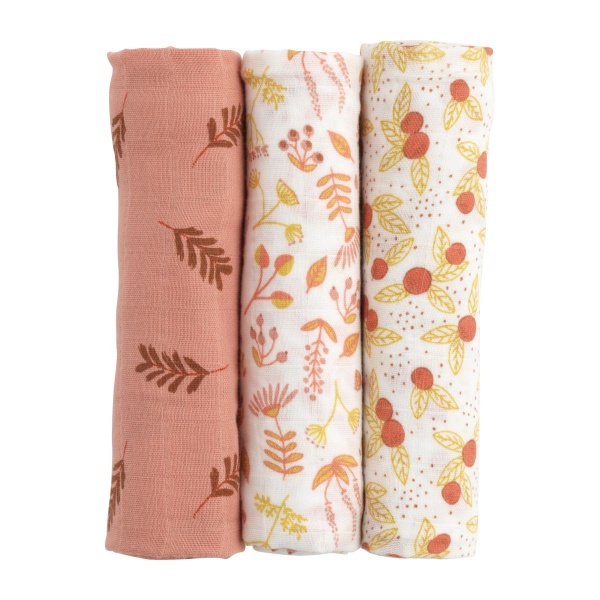 Lot de 3 langes coton bio 70 x 70 esmée Sauthon baby deco