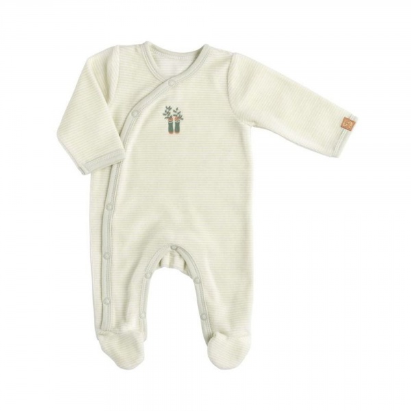 Pyjama bébé naissance rayures vertes botanica Sauthon baby deco