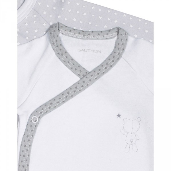 Lot de 2 bodies blanc et gris 3 mois céleste Sauthon baby deco
