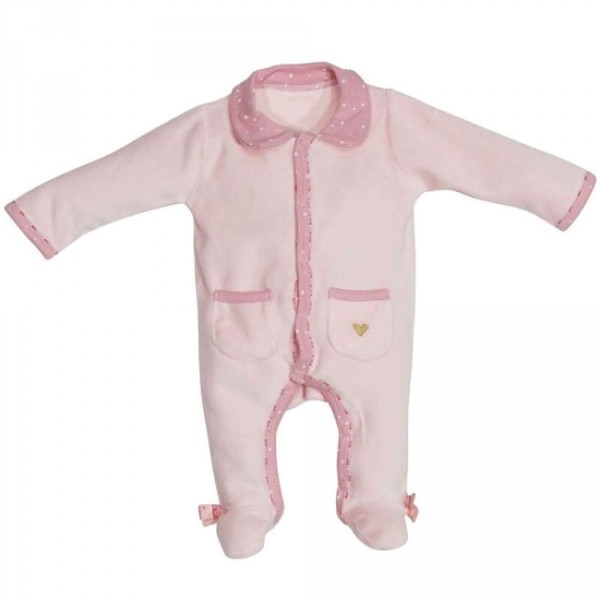 Pyjama bébé velours rose mila 1 mois Sauthon baby deco