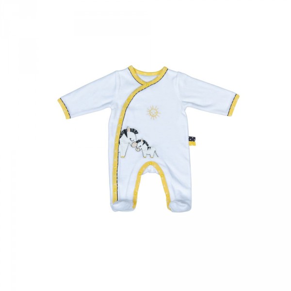 Pyjama bébé velours zebre pluche et pompon naissance Sauthon baby deco