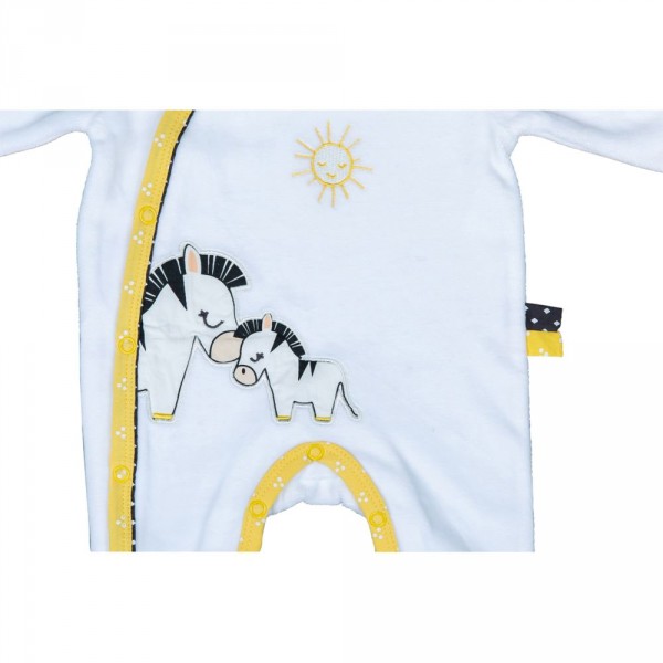 Pyjama bébé velours zebre pluche et pompon naissance Sauthon baby deco