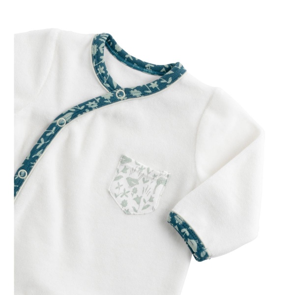 Pyjama bébé blanc 1 mois col motif tilleul promenons nous Sauthon baby deco