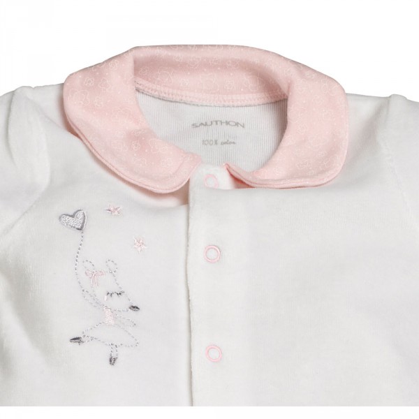 Pyjama bébé velours blanc 3 mois lilibelle Sauthon baby deco