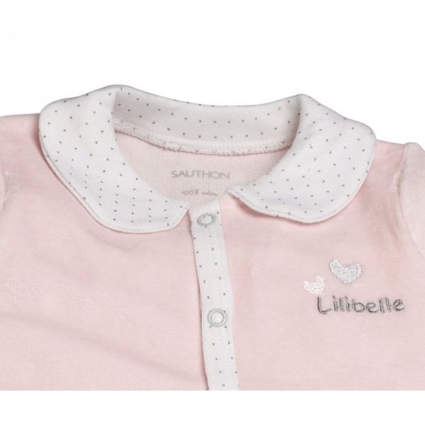 Pyjama bébé velours rose lilibelle naissance Sauthon baby deco