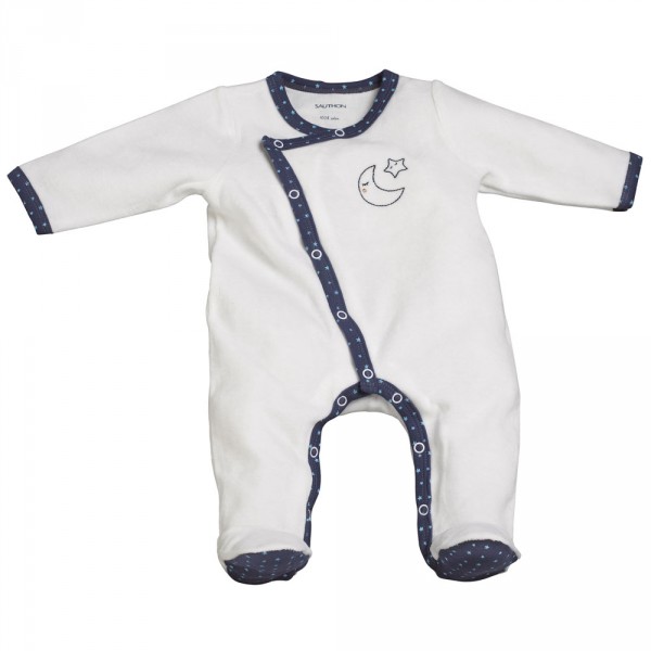 Pyjama bébé velours blanc merlin naissance Sauthon baby deco