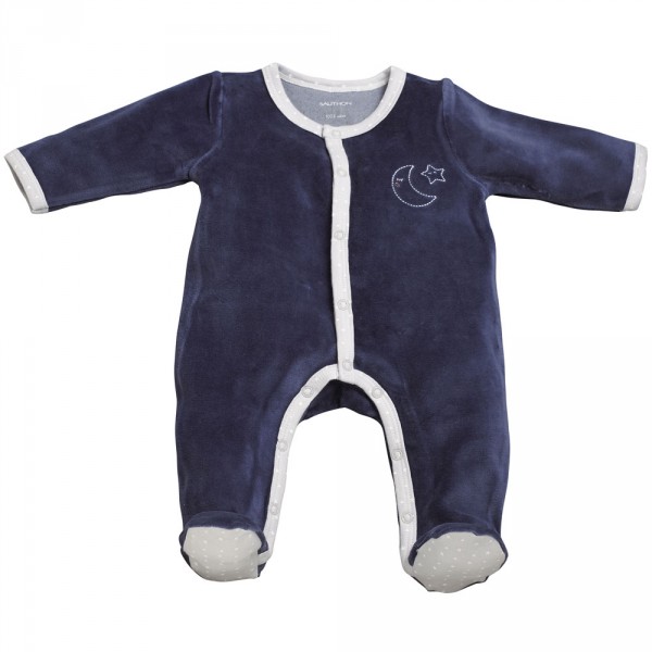 Pyjama bébé velours bleu merlin naissance Sauthon baby deco