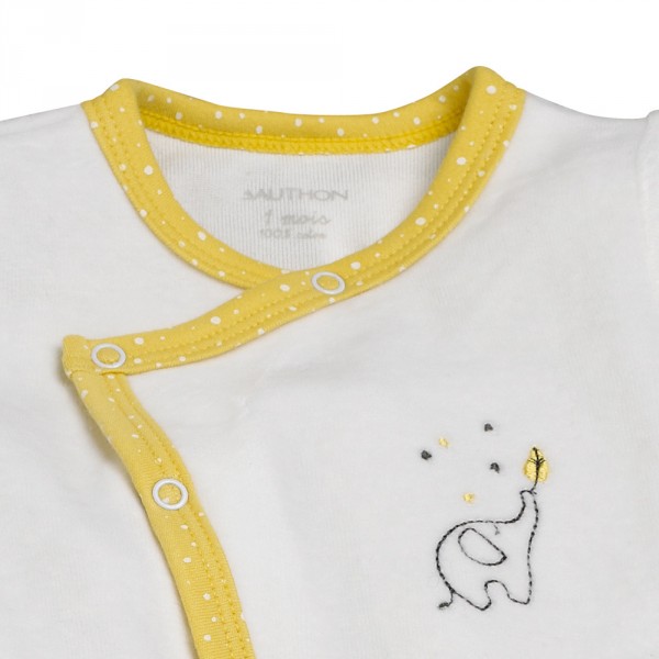 Pyjama velours babyfan blanc/jaune Sauthon baby deco
