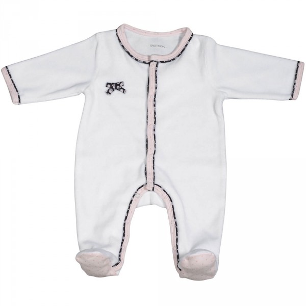 Pyjama bébé velours blanc miss fleur de lune naissance Sauthon baby deco