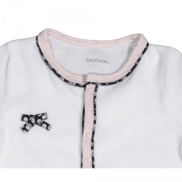 Pyjama bébé velours blanc miss fleur de lune naissance Sauthon baby deco