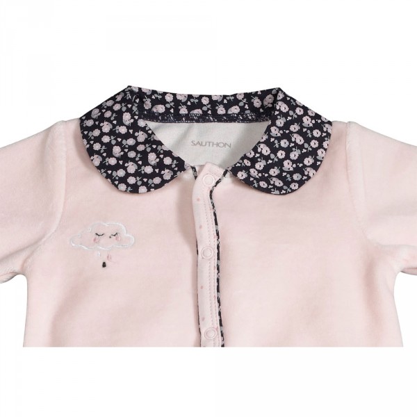 Pyjama bébé velours rose miss fleur de lune 3 mois Sauthon baby deco