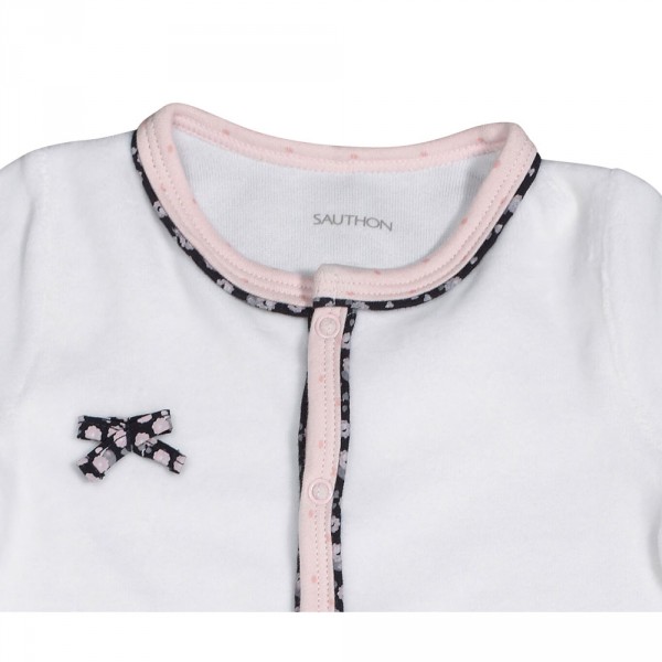 Pyjama bébé velours blanc miss fleur de lune 3 mois Sauthon baby deco