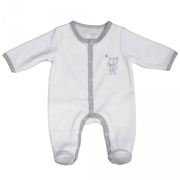 Pyjama bébé velours blanc ours céleste naissance Sauthon baby deco