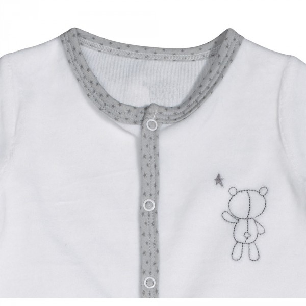 Pyjama velours blanc ours céleste 1 mois Sauthon baby deco