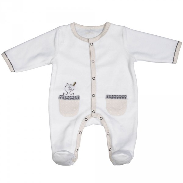 Pyjama bébé velours blanc timouki naissance Sauthon baby deco