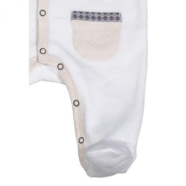 Pyjama bébé velours blanc timouki naissance Sauthon baby deco