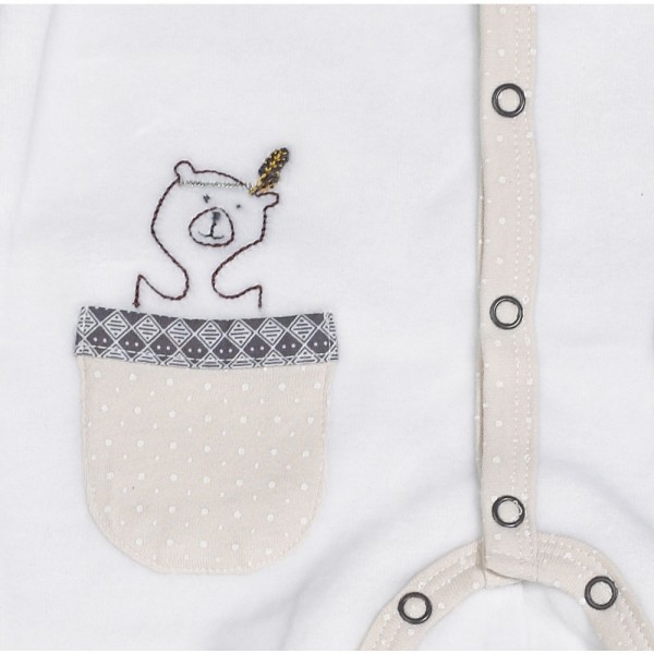Pyjama bébé velours blanc ours timouki 3 mois Sauthon baby deco