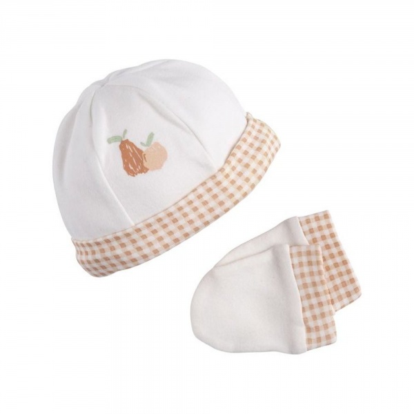 Bonnet et moufles naissance nude botanica Sauthon baby deco
