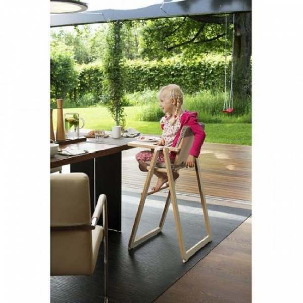 Chaise haute pliable ultra-plate bois naturel Supaflat